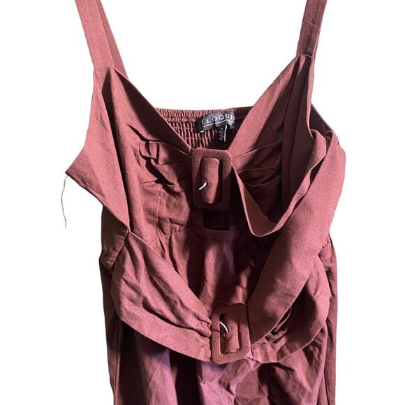 ELOQUII LINEN BLEND MIDI DRESS IN CAPPUCCINO Size 18 - Picture 4 of 8